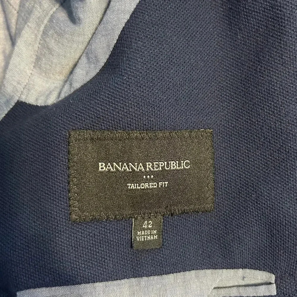 Banana Republic Tailored Fit Blazer Size 42 Lined Cotton Navy Preppy - Picture 5 of 6